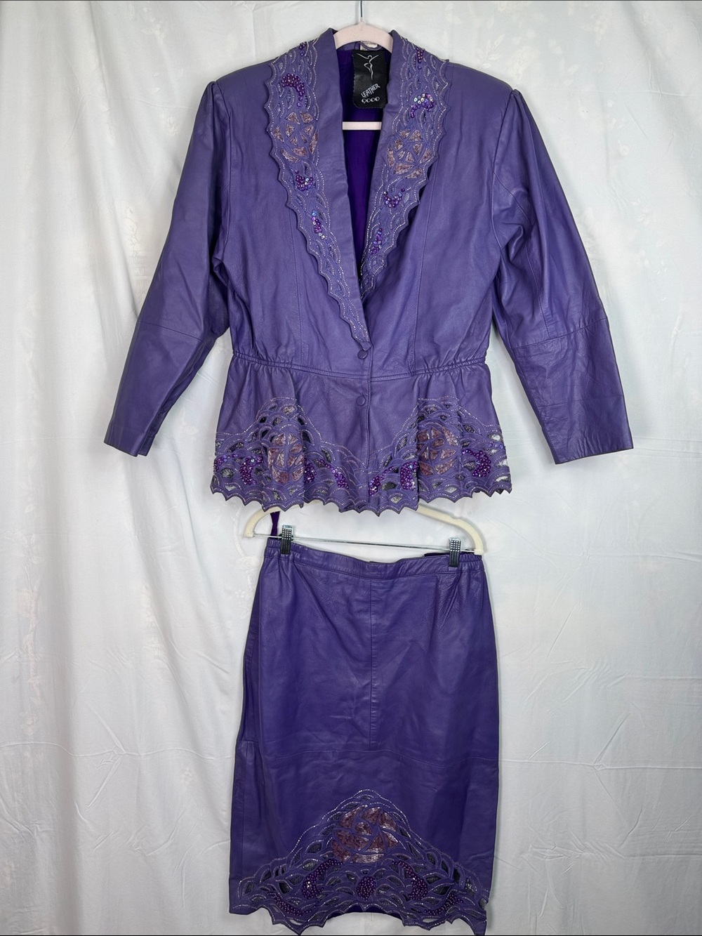 Vintage Purple Leather Skirt - Unbranded